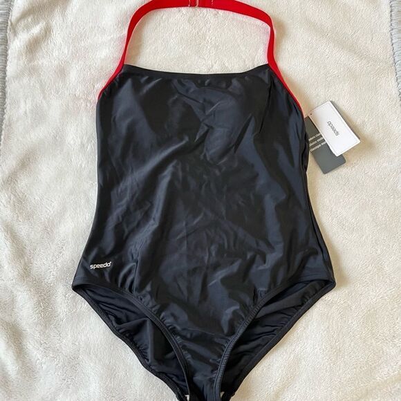Speedo Onepiece Swimsuit Black NEW Size 14 - Picture 2 of 7
